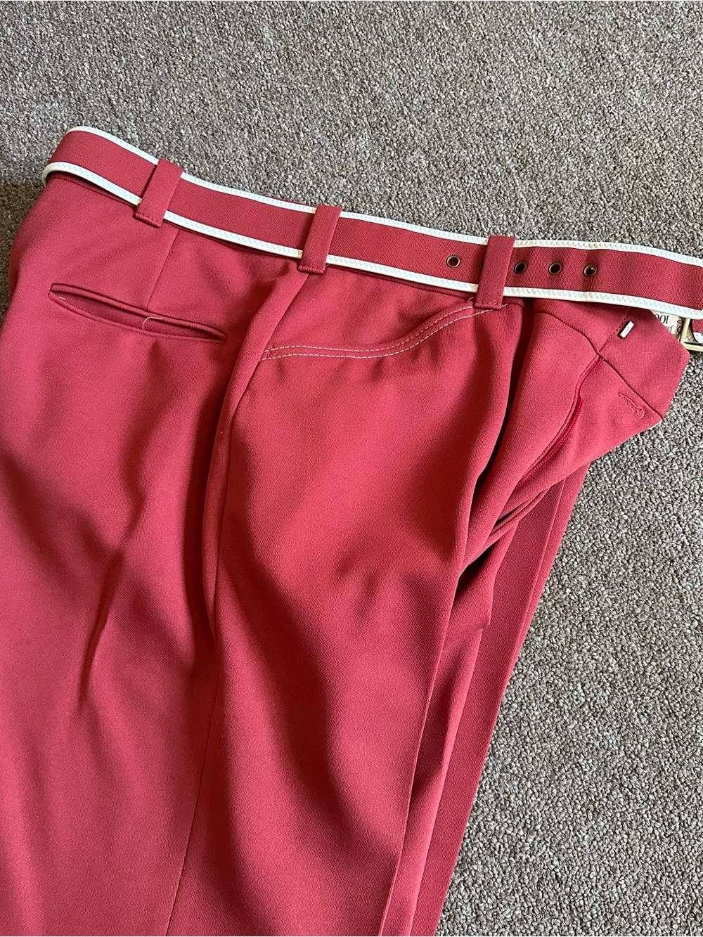Ridiculously Awesome Vintage Red Two-Piece Shirt and Pants Set with White Trim - Picture 11 of 17